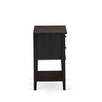 2-Piece King Bedroom set with Bed and Wire Brushed Black End Table - Dark Brown Pu leather and Black Legs (Bed Size Option)