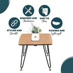 LeisureMod Elmwood 47 Rectangular Modern Wood Coffee Table  Metal Legs, Brown Finish, Accent Table for Living Room, Lounge & Contemporary Spaces