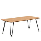 LeisureMod Elmwood 47 Rectangular Modern Wood Coffee Table  Metal Legs, Brown Finish, Accent Table for Living Room, Lounge & Contemporary Spaces
