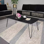 LeisureMod Elmwood 47 Rectangular Modern Wood Coffee Table  Metal Legs, Brown Finish, Accent Table for Living Room, Lounge & Contemporary Spaces