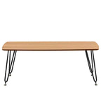 LeisureMod Elmwood 47 Rectangular Modern Wood Coffee Table  Metal Legs, Brown Finish, Accent Table for Living Room, Lounge & Contemporary Spaces