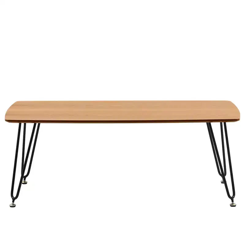 LeisureMod Elmwood 47 Rectangular Modern Wood Coffee Table  Metal Legs, Brown Finish, Accent Table for Living Room, Lounge & Contemporary Spaces