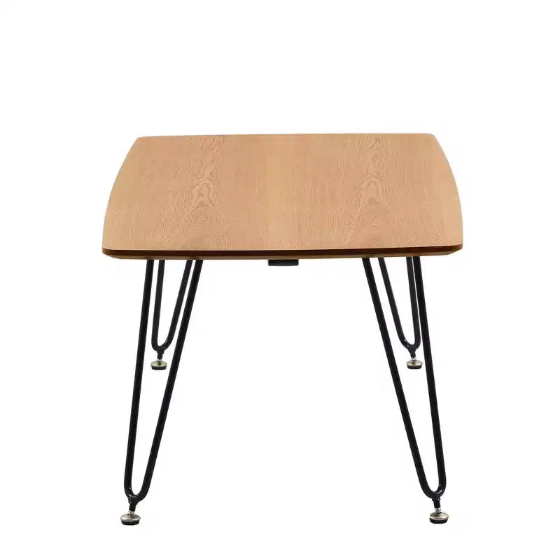 LeisureMod Elmwood 47 Rectangular Modern Wood Coffee Table  Metal Legs, Brown Finish, Accent Table for Living Room, Lounge & Contemporary Spaces