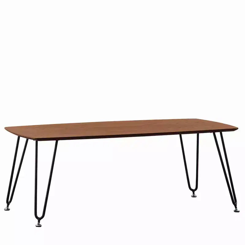 LeisureMod Elmwood 47 Rectangular Modern Wood Coffee Table  Metal Legs, Brown Finish, Accent Table for Living Room, Lounge & Contemporary Spaces