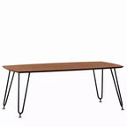 LeisureMod Elmwood 47 Rectangular Modern Wood Coffee Table  Metal Legs, Brown Finish, Accent Table for Living Room, Lounge & Contemporary Spaces