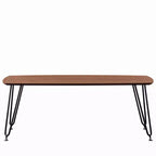 LeisureMod Elmwood 47 Rectangular Modern Wood Coffee Table  Metal Legs, Brown Finish, Accent Table for Living Room, Lounge & Contemporary Spaces