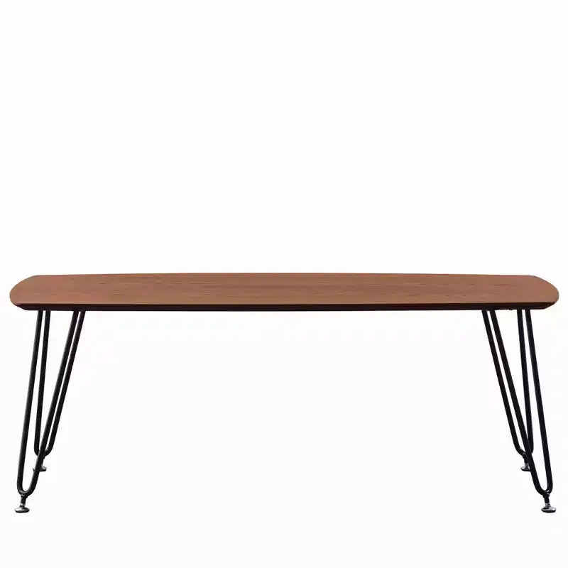 LeisureMod Elmwood 47 Rectangular Modern Wood Coffee Table  Metal Legs, Brown Finish, Accent Table for Living Room, Lounge & Contemporary Spaces