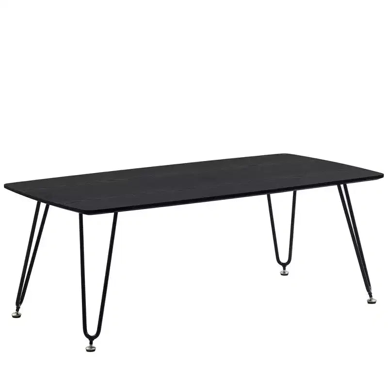 LeisureMod Elmwood 47 Rectangular Modern Wood Coffee Table  Metal Legs, Brown Finish, Accent Table for Living Room, Lounge & Contemporary Spaces