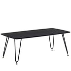 LeisureMod Elmwood 47 Rectangular Modern Wood Coffee Table  Metal Legs, Brown Finish, Accent Table for Living Room, Lounge & Contemporary Spaces