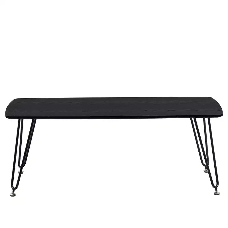 LeisureMod Elmwood 47 Rectangular Modern Wood Coffee Table  Metal Legs, Brown Finish, Accent Table for Living Room, Lounge & Contemporary Spaces