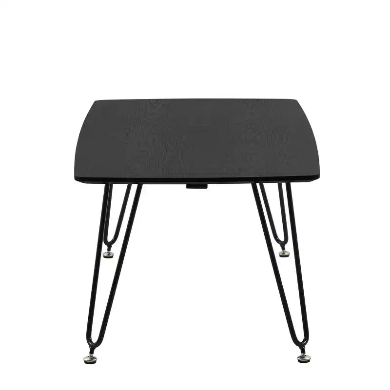LeisureMod Elmwood 47 Rectangular Modern Wood Coffee Table  Metal Legs, Brown Finish, Accent Table for Living Room, Lounge & Contemporary Spaces