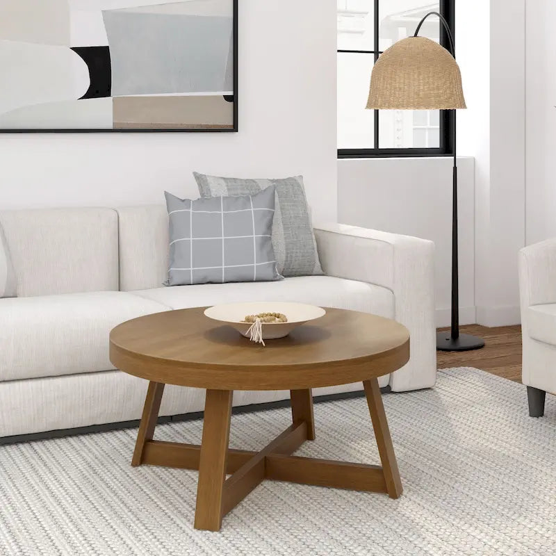 Table basse ronde classique en bois et poutre - 36