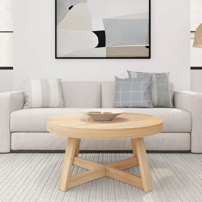 Table basse ronde classique en bois et poutre - 36
