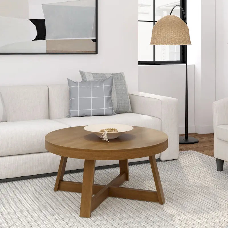 Table basse ronde classique en bois et poutre - 36