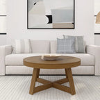Table basse ronde classique en bois et poutre - 36