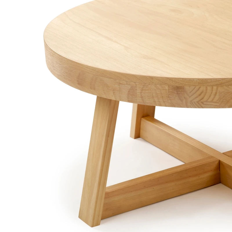 Table basse ronde classique en bois et poutre - 36