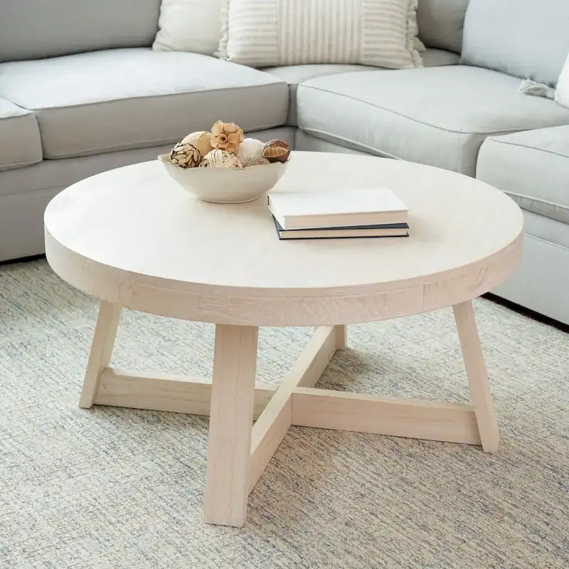 Table basse ronde classique en bois et poutre - 36