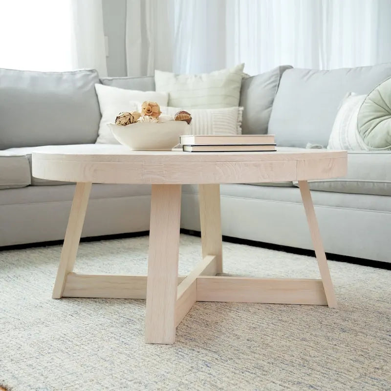 Table basse ronde classique en bois et poutre - 36