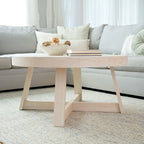 Table basse ronde classique en bois et poutre - 36