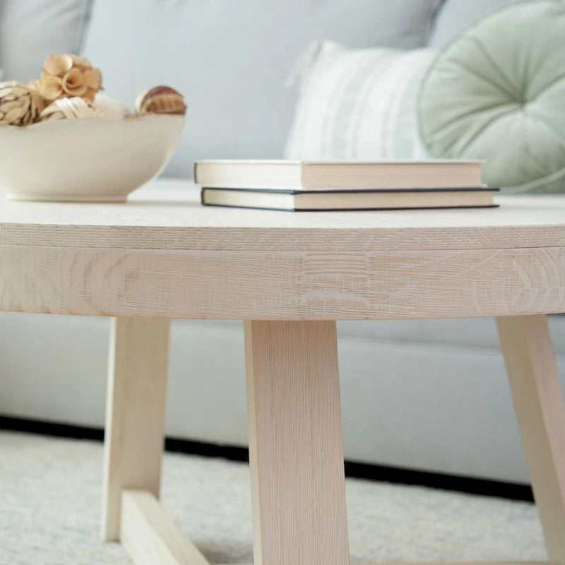 Table basse ronde classique en bois et poutre - 36