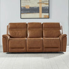 Canapé inclinable électrique double en cuir Cooper - Camel