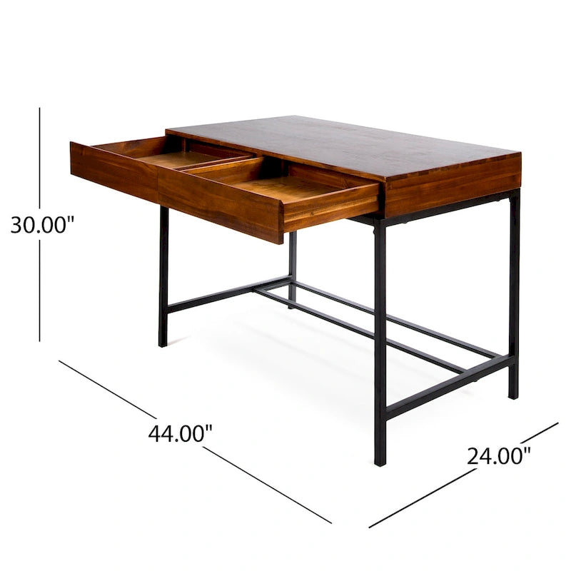 Ebany Industrial Acacia Wood Storage Desk by Christopher Knight Home