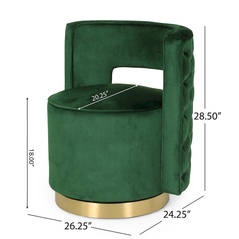 Cardan Modern Glam Round Open Back Velvet Swivel Club Chair by Christopher Knight Home - 26.25 L x 24.25 W x 28.50 H