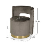 Cardan Modern Glam Round Open Back Velvet Swivel Club Chair by Christopher Knight Home - 26.25 L x 24.25 W x 28.50 H