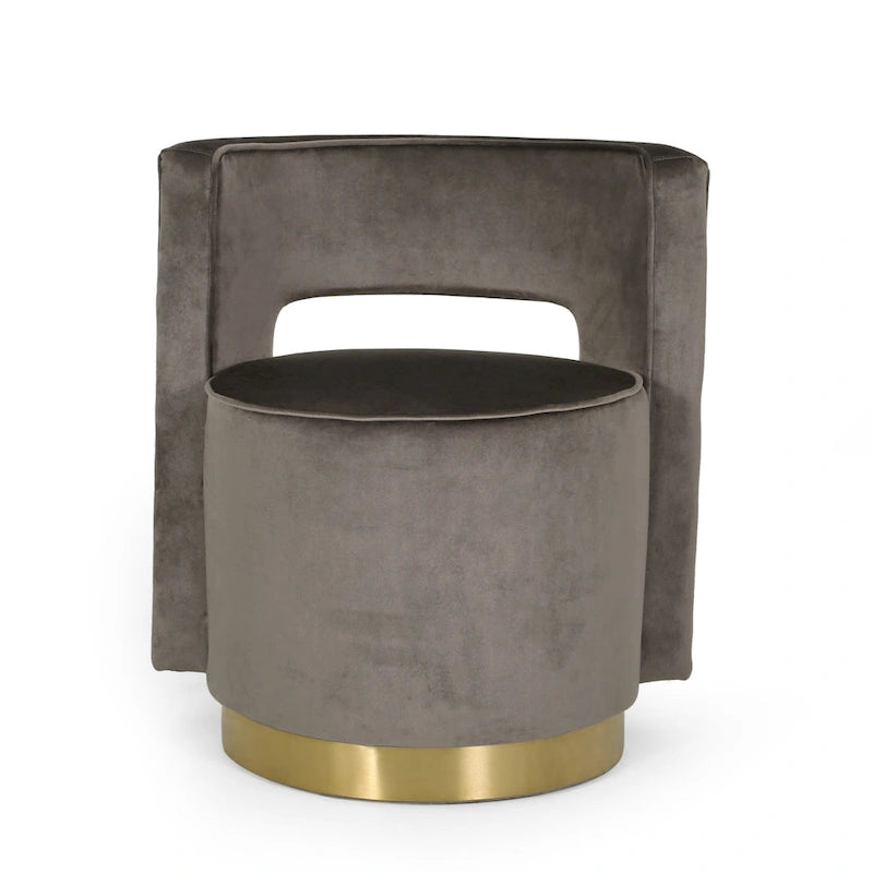 Cardan Modern Glam Round Open Back Velvet Swivel Club Chair by Christopher Knight Home - 26.25 L x 24.25 W x 28.50 H