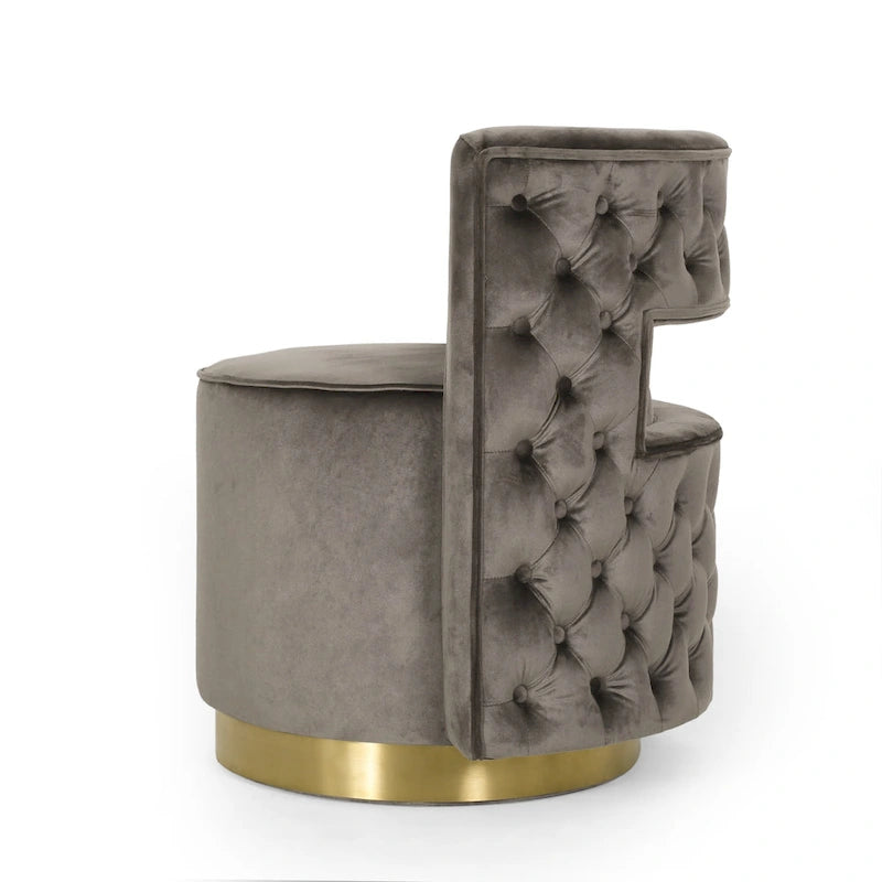 Cardan Modern Glam Round Open Back Velvet Swivel Club Chair by Christopher Knight Home - 26.25 L x 24.25 W x 28.50 H