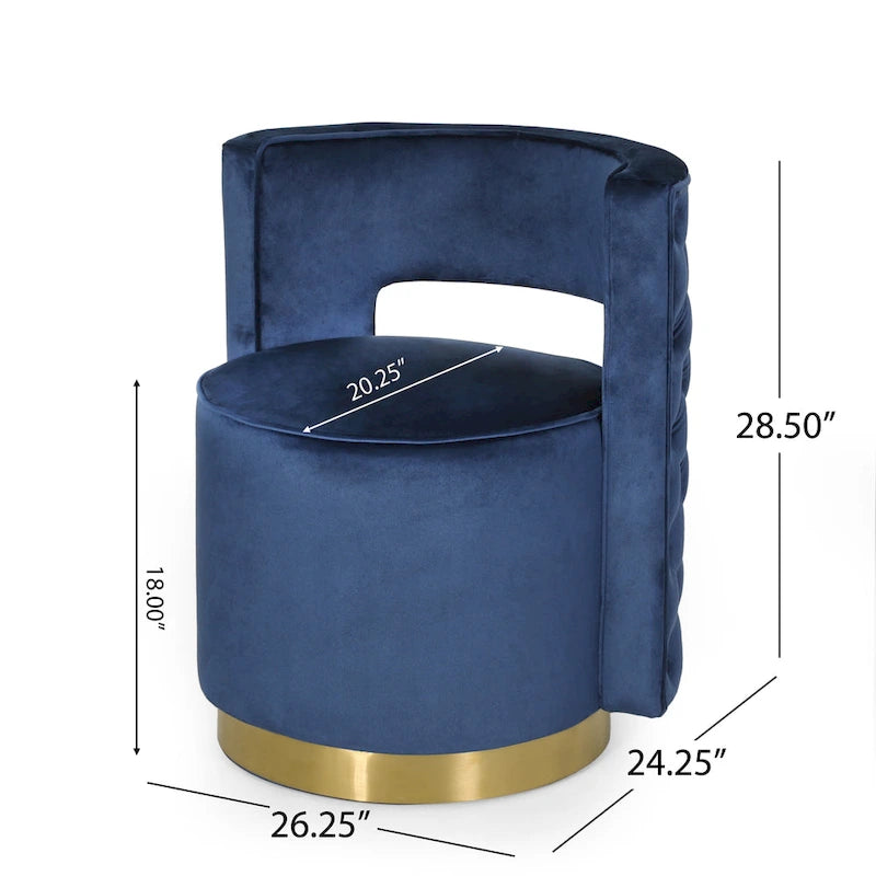 Cardan Modern Glam Round Open Back Velvet Swivel Club Chair by Christopher Knight Home - 26.25 L x 24.25 W x 28.50 H