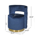 Cardan Modern Glam Round Open Back Velvet Swivel Club Chair by Christopher Knight Home - 26.25 L x 24.25 W x 28.50 H