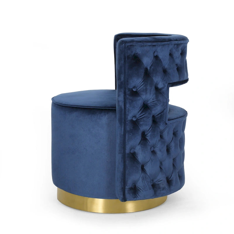 Cardan Modern Glam Round Open Back Velvet Swivel Club Chair by Christopher Knight Home - 26.25 L x 24.25 W x 28.50 H
