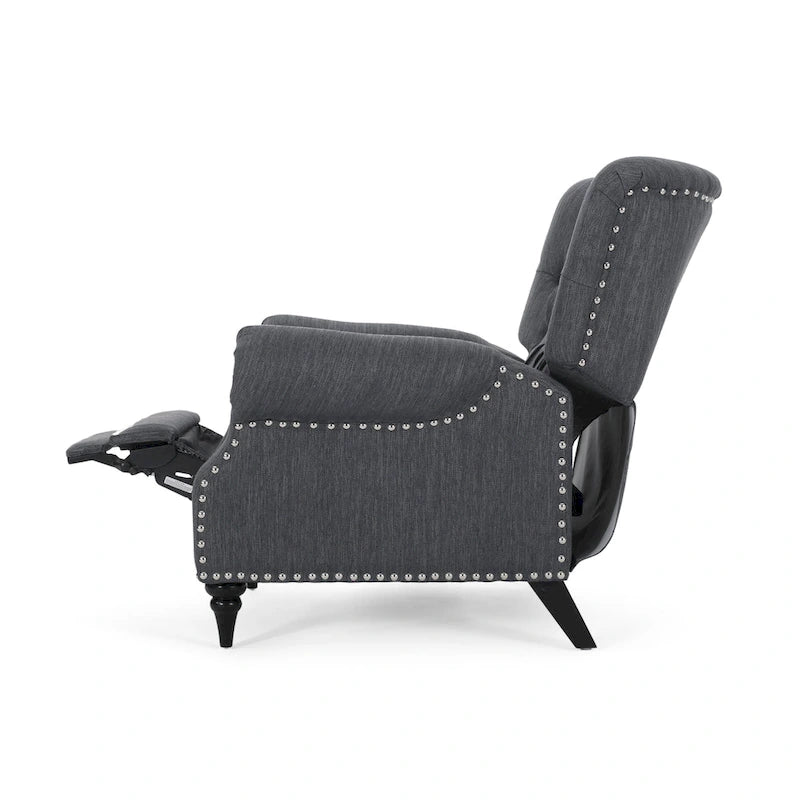 Sunapee Fabric and Rubberwood Recliner with Nailhead Trim by Christopher Knight Home