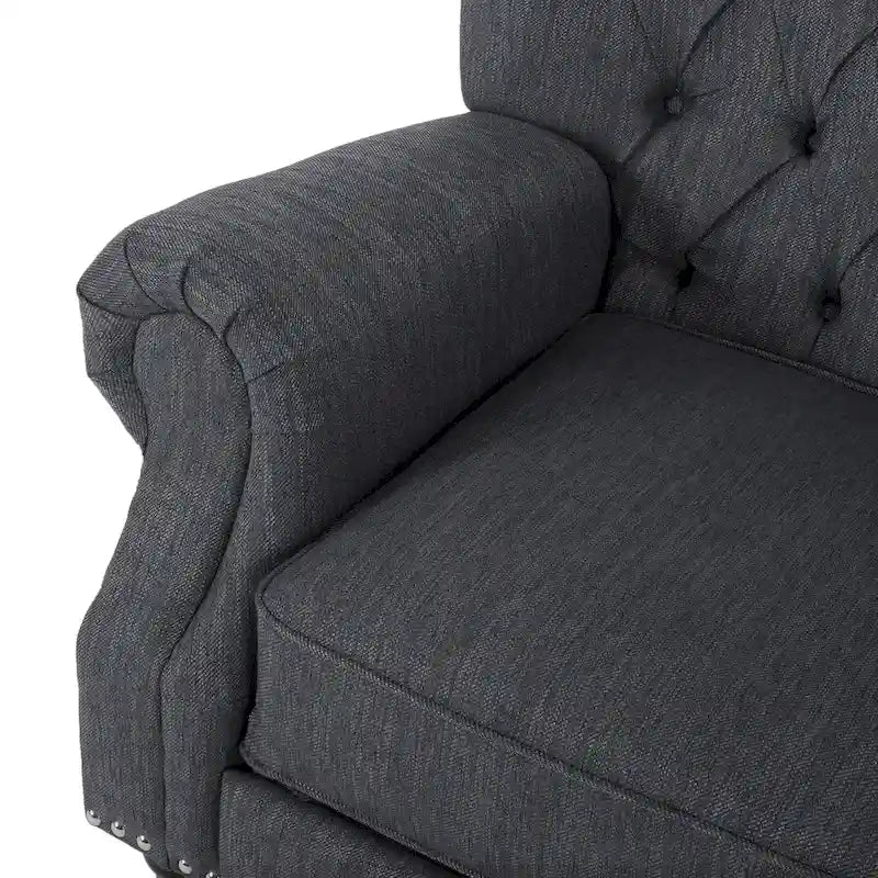 Sunapee Fabric and Rubberwood Recliner with Nailhead Trim by Christopher Knight Home