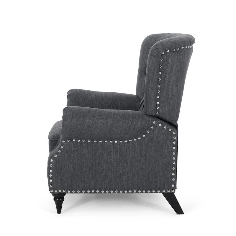 Sunapee Fabric and Rubberwood Recliner with Nailhead Trim by Christopher Knight Home
