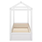 Wooden Twin Size Bed Frames With Twin Size Trundle, Easy Assembly, Platform Bed Frame, Slat Mattress Foundation