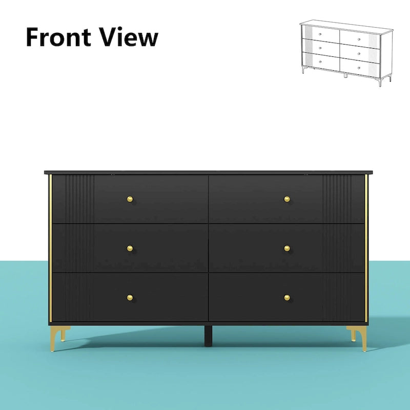 6 Drawer Dresser Modern White Dresser Chest Wood Storage Chest