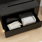 Wood 5 Drawer Chest Bedroom Dresser in White High Gloss With Light