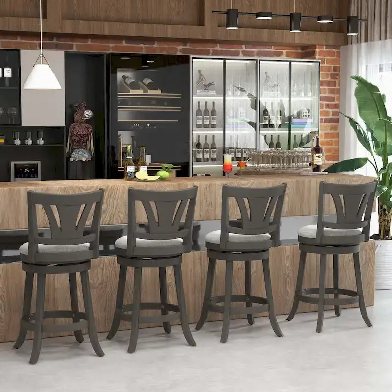 1/2/4 PCS 26.5 Swivel Bar Stool Counter Height w/ Rubber Wood Legs