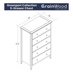 Grain Wood Furniture Greenport Coastal Solid Wood 5-drawer Chest