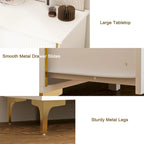 White Lacquer Dresser 6 Drawer Dresser with Metal Handle and Legs