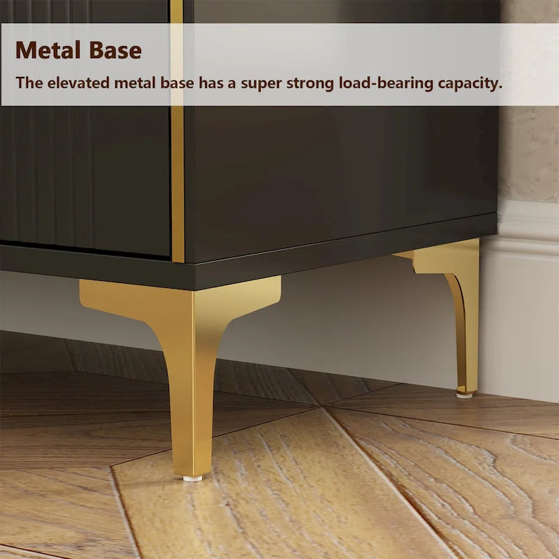 White Lacquer Dresser 6 Drawer Dresser with Metal Handle and Legs