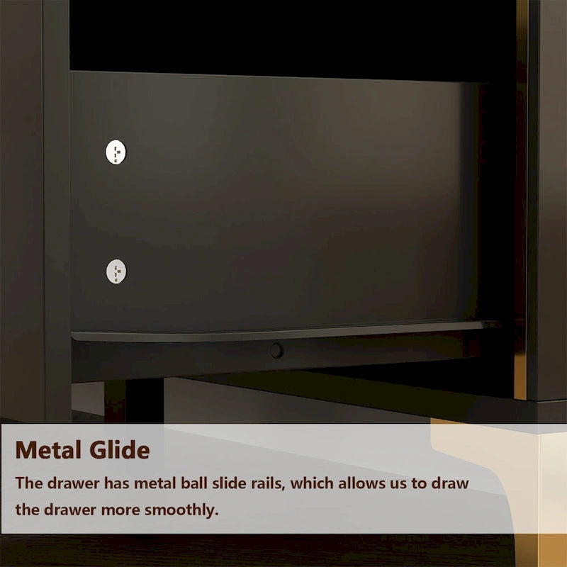 White Lacquer Dresser 6 Drawer Dresser with Metal Handle and Legs