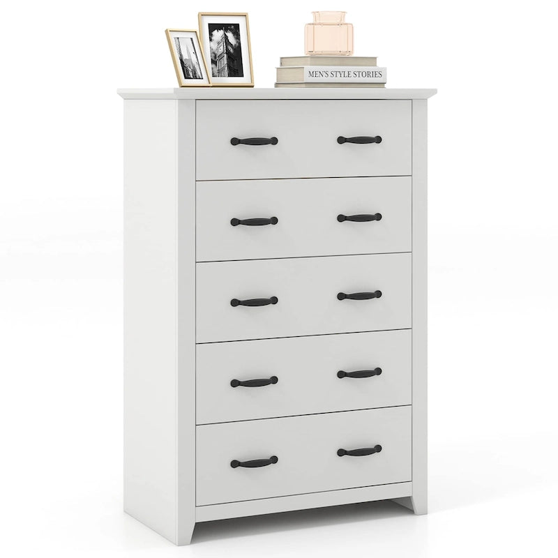 5 Drawer Chest Storage Dresser Tall Cabinet Organizer Bedroom Hallway