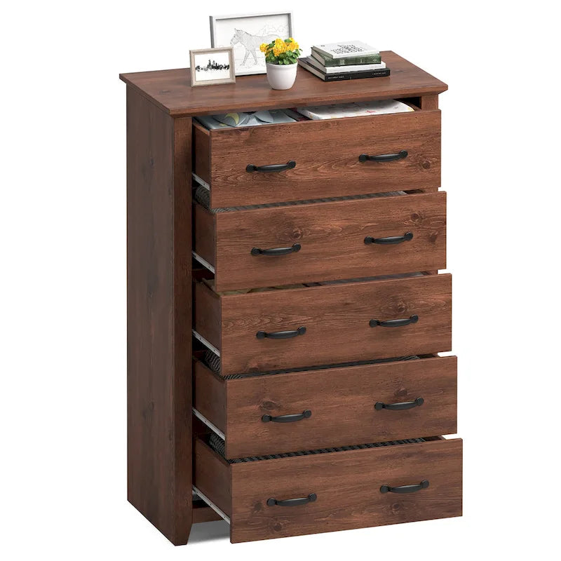 5 Drawer Chest Storage Dresser Tall Cabinet Organizer Bedroom Hallway
