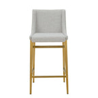 Modrest Mimi Modern Light Grey Fabric + Antique Brass Counter Stool (Set of 2)