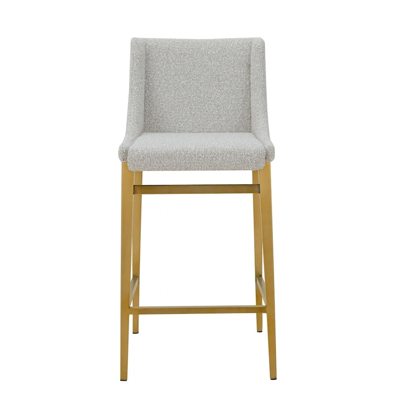 Modrest Mimi Modern Light Grey Fabric + Antique Brass Counter Stool (Set of 2)