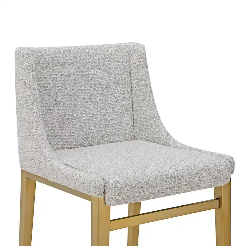 Modrest Mimi Modern Light Grey Fabric + Antique Brass Counter Stool (Set of 2)