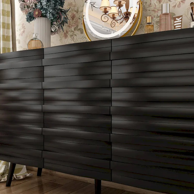 Elegant Black Buffet Cabinet Spacious Storage Organizer Dresser
